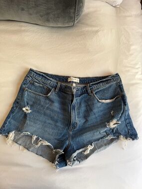 Abercrombie & Fitch Distressed Dark Blue Denim Cutoff Shorts